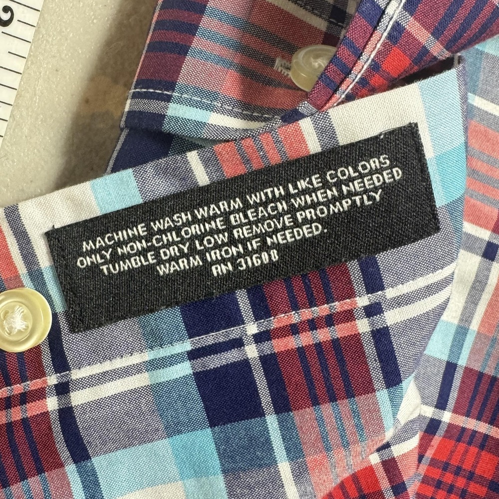 Jos A Bank Shirt Mens Medium Blue Red Plaid Travelers Collection Button Front - Picture 14 of 14